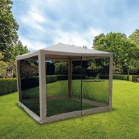 3x3 m quadratische Pavillon -Metallstruktur mit vier Dakar -Mückennetzen von GARDENESS