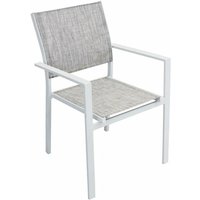 Auszug stapelbarer Stuhlsessel mit Aluminiumstruktur sitzt und Hintergrund - White - White von GARDENESS