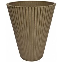 Runde Vase Outdoor -Kegelfasergarten mit vertikalen Streifen 30x30x25 cm Arnica dekoriert - Tan - Tan von GARDENESS