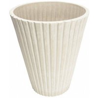 Runde Vase Outdoor -Kegelfasergarten mit vertikalen Streifen 30x30x25 cm Arnica dekoriert - White - White von GARDENESS