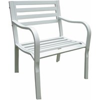 Garten Sessel Stuhl mit Sitzstahlstruktur und Wohnzimmereffekt Rückenlehne - White von GARDENESS