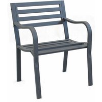 Garten Sessel Stuhl mit Sitzstahlstruktur und Wohnzimmereffekt Rückenlehne - Black von GARDENESS