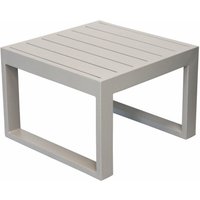 Low quadratisch Tabelle 45 x 45 cm Wohnzimmer im Freien für Wohnzimmer mit Aluminiumstruktur und Milos -Lattenebene - Tan von GARDENESS