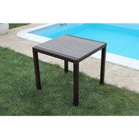 Gardeness - Quadratisch Tisch 80x80 cm Außengarten mit Aluminiumstruktur mit Weiden mit Mallorca -Lattenebene bedeckt von GARDENESS