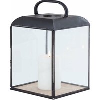Gardeness - Rechteckige Stahl- und Glaslaterne mit moderner Linie Holzbasis - Piccola von GARDENESS