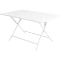 Rechteckige Tabelle 130 x 75 cm vom Garten im Freien mit Aluminiumstruktur und orientaler Slabletop -Boden - White von GARDENESS