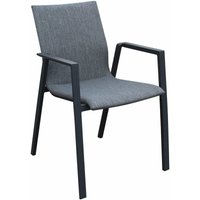 Sessel im Freien mit Aluminiumstruktur und Sitz in Läden gepolstert Textilene - Black von GARDENESS