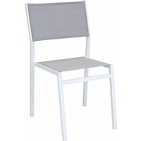Stapelbarer Stuhl ohne Außenarmlehne mit Aluminiumstruktur und zurück in Havanna Textilene - White - White von GARDENESS