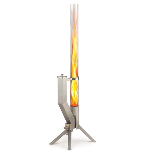GARDENFLARE Feuerrohr Klassik – Edelstahl Feuersäule und Pelletfackel für Tolles Ambiente-Feuer – Elegante Terrassenheizer und Gartenkamin Alternative für Deine Terrasse und Garten (Silber) von GARDENFLARE