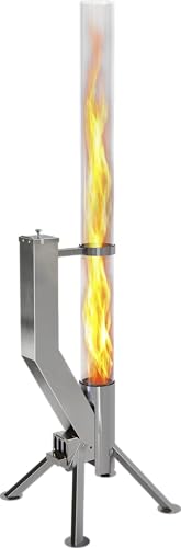 GARDENFLARE Feuerrohr Premium – Große Edelstahl Pelletfackel mit Flamme bis 1,5m & Reinigungsbürste inklusive, Feuersäule für Garten & Terrasse - Dein Nachhaltiges Outdoor Ambiente Feuer (Silber) von GARDENFLARE