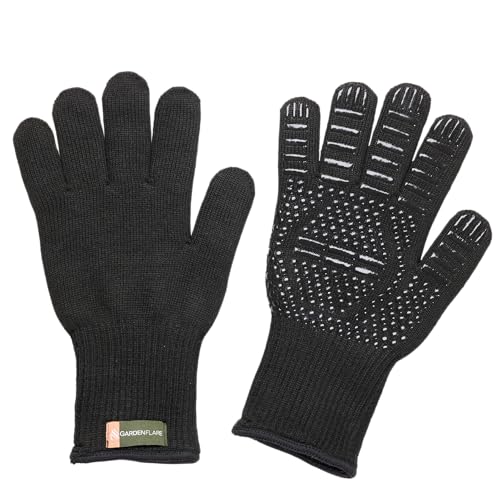 GARDENFLARE Grillhandschuhe Hitzebeständig bis 350°C - Hitzehandschuhe für dein Feuerrohr & Pelletfackel - Feuerfeste Ofenhandschuhe Produkte von GARDENFLARE