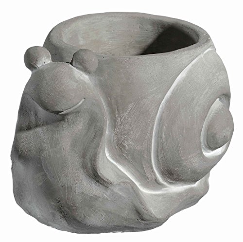 Classic Home and Garden Cement Buddies Pflanzgefäß für drinnen und draußen, mit Ablaufloch, lächelnde Schnecke, Naturgrau, groß, 20,3 cm von Classic Home & Garden