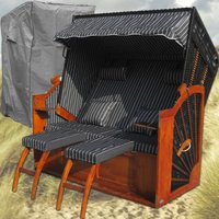 Gardeni - Strandkorb xxl anthrazit 2-Sitzer xxl Nadelstreifen Polyrattan - anthrazit - schwarzes Polyrattan von GARDENI