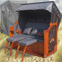 Gardeni - xxl Strandkorb 2,5 Sitzer anthrazit grau uni Polyrattan - anthrazit uni - schwarzes Polyrattan von GARDENI