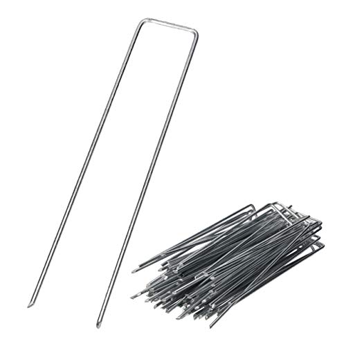 GARDENIX 100 Stück IronPEG Verzinkt Anti-Rost Erdanker aus Stahldraht 150 x 30mm - Ø 3mm zur Sicherung von Unkrautvlies, Netzen, Bodenplanen, Maschendraht von GARDENIX