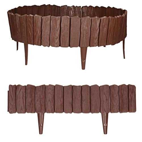 GARDENIX 2.3m Holzoptik Rasenkante Kunststoff 4 Module - Beetumrandung Garten, Beeteinfassung Braun, Beetbegrenzung, Flexible Blumenbeet Umrandung, Beetzaun, Gartenpalisade Holz, Beetkanten von GARDENIX