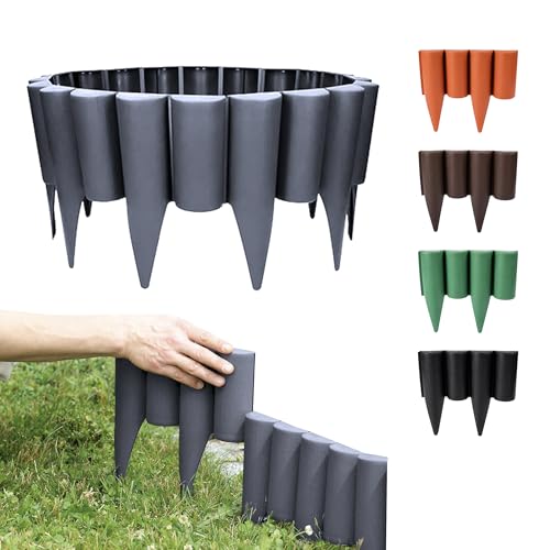GARDENIX Rasenkante Kunststoff - 2.5m Beeteinfassung Holz, Holzpalisaden Beeteinfassung, Palisaden Beetumrandung, Beetbegrenzung Palisade Anthrazit, Palisade Holzoptik, 10 Module, UV-beständig von GARDENIX