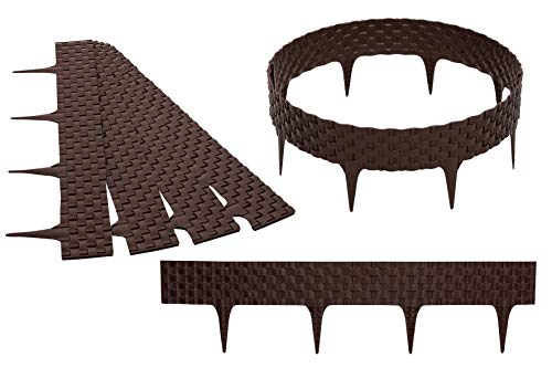 GARDENIX 3,2m Rattan Beeteinfassung Beetumrandung Rasenkante Gartenpalisade Beetzaun (Braun) von GARDENIX