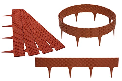 GARDENIX 3,2m Rattan Beeteinfassung Beetumrandung Rasenkante Gartenpalisade Beetzaun (Rot/Terracotta) von GARDENIX