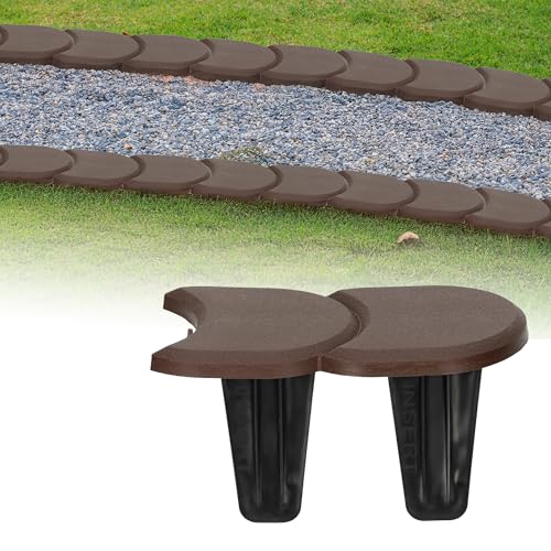 GARDENIX 3.8m Rasenkante Kunststoff 24 Module - Beetumrandung Garten, Beeteinfassung Braun, Beetbegrenzung, Flexible Blumenbeet Umrandung, Beetzaun, Gartenpalisade, Beetkanten für Mähroboter von GARDENIX