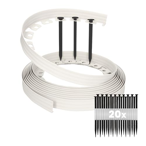 GARDENIX Flexible Rasenkante Kunststoff - Wetterbeständige Rasenabgrenzung Beeteinfassung Rund - Blumenbeet Umrandung - Hellgrau, 10 m, 20 Erdanker, 4 cm Höhe GARDENIX Flexible Rasenkante Kunststoff - Wetterbeständige Rasenabgrenzung Beeteinfassung Rund - Blumenbeet Umrandung - Hellgrau, 10 m, 20 Erdanker, 4 cm Höhe von GARDENIX