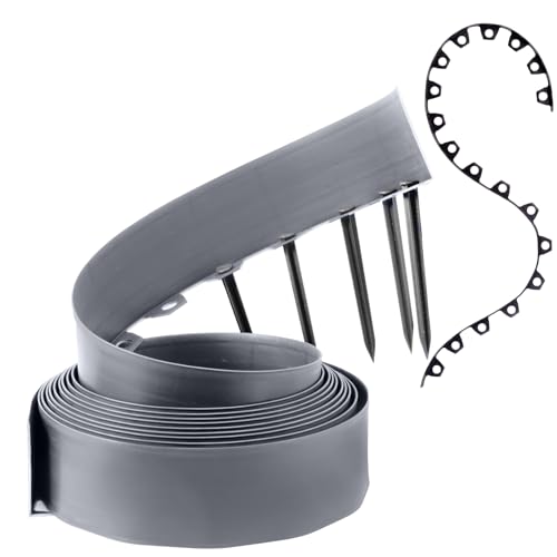 GARDENIX Flexible Rasenkante Kunststoff - Grau, 10 m, 20 Erdanker, 10 cm Höhe Wetterbeständige Rasenabgrenzung Beeteinfassung Rund - Blumenbeet Umrandung - für Gärten und Mähroboter GARDENIX Flexible Rasenkante Kunststoff - Grau, 10 m, 20 Erdanker, 10 cm Höhe Wetterbeständige Rasenabgrenzung Beeteinfassung Rund - Blumenbeet Umrandung - für Gärten und Mähroboter von GARDENIX