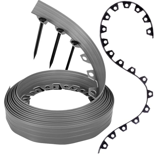GARDENIX Flexible Rasenkante Kunststoff - Grau, 10 m, 20 Erdanker, 8 cm Höhe Wetterbeständige Rasenabgrenzung Beeteinfassung Rund - Blumenbeet Umrandung - für Gärten und Mähroboter GARDENIX Flexible Rasenkante Kunststoff - Grau, 10 m, 20 Erdanker, 8 cm Höhe Wetterbeständige Rasenabgrenzung Beeteinfassung Rund - Blumenbeet Umrandung - für Gärten und Mähroboter von GARDENIX