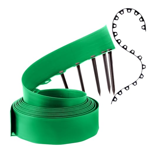 GARDENIX Flexible Rasenkante Kunststoff - Grün, 10 m, 20 Erdanker, 10 cm Höhe Wetterbeständige Rasenabgrenzung Beeteinfassung Rund - Blumenbeet Umrandung - für Gärten und Mähroboter GARDENIX Flexible Rasenkante Kunststoff - Grün, 10 m, 20 Erdanker, 10 cm Höhe Wetterbeständige Rasenabgrenzung Beeteinfassung Rund - Blumenbeet Umrandung - für Gärten und Mähroboter von GARDENIX