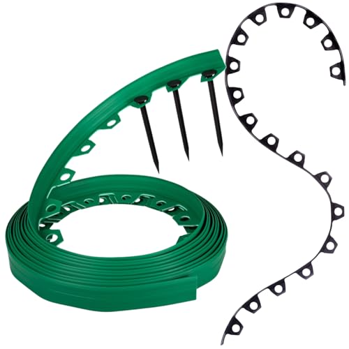 GARDENIX Flexible Rasenkante Kunststoff - Grün, 10 m, 20 Erdanker, 4 cm Höhe Wetterbeständige Rasenabgrenzung Beeteinfassung Rund - Blumenbeet Umrandung - für Gärten und Mähroboter GARDENIX Flexible Rasenkante Kunststoff - Grün, 10 m, 20 Erdanker, 4 cm Höhe Wetterbeständige Rasenabgrenzung Beeteinfassung Rund - Blumenbeet Umrandung - für Gärten und Mähroboter von GARDENIX