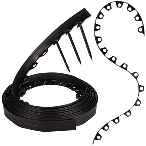 GARDENIX Flexible Rasenkante Kunststoff - Schwarz, 10 m, 20 Erdanker, 4cm Höhe Wetterbeständige Rasenabgrenzung Beeteinfassung Rund - Blumenbeet Umrandung - für Gärten und Mähroboter GARDENIX Flexible Rasenkante Kunststoff - Schwarz, 10 m, 20 Erdanker, 4cm Höhe Wetterbeständige Rasenabgrenzung Beeteinfassung Rund - Blumenbeet Umrandung - für Gärten und Mähroboter von GARDENIX