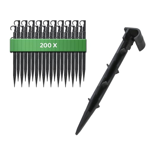 GARDENIX Gartenschlauch Anker 200 Stück - Befestigungsanker für Tropfschlauch Erdspiess Bewässerung - Ø 16mm - Perlschlauch Steckgabel Stabil & Bruchfest, Lange Haltbarkeit, Erdanker Bodenanker von GARDENIX