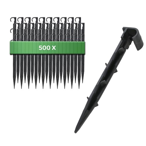 GARDENIX Gartenschlauch Anker 500 Stück - Befestigungsanker für Tropfschlauch Erdspiess Bewässerung - Ø 16mm - Perlschlauch Steckgabel Stabil & Bruchfest, Lange Haltbarkeit, Erdanker Bodenanker von GARDENIX