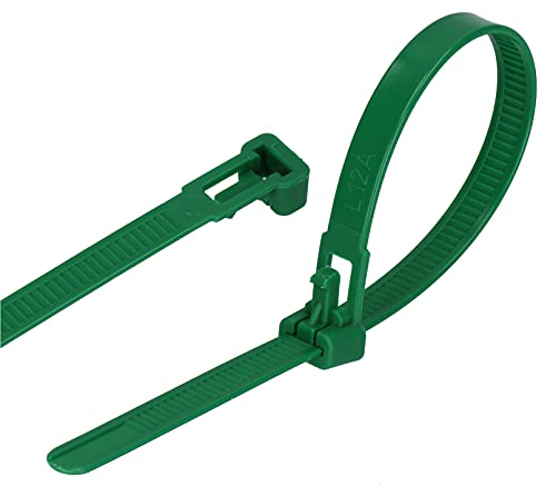 GARDENIX Pflanzenbinder, Kabelbinder 100 Stück (7.6 mm x 200mm, Grün), Wiederverwendbar, Verstellbarer von GARDENIX