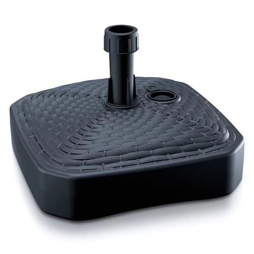 GARDENIX Sonnenschirmständer Quadratisch Anthrazit Rattanoptik aus Kunststoff befüllbar mit Sand, Wasser, Kies zu Garten, Strand, Terrasse -Sonnenschirm Schirmhalter Schirmständer Ständer von GARDENIX