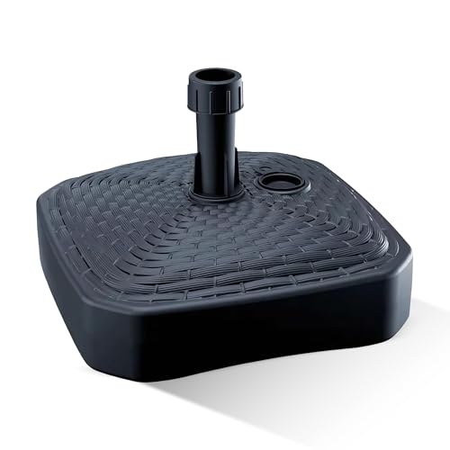 GARDENIX Sonnenschirmständer Quadratisch Anthrazit Rattanoptik aus Kunststoff befüllbar mit Sand, Wasser, Kies zu Garten, Strand, Terrasse -Sonnenschirm Schirmhalter Schirmständer Ständer von GARDENIX