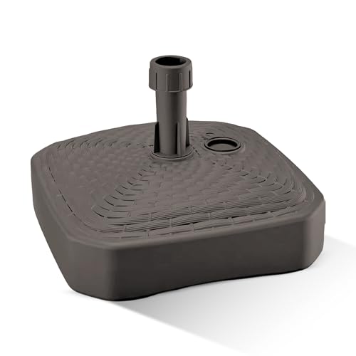 GARDENIX Sonnenschirmständer Quadratisch Braun Rattanoptik aus Kunststoff befüllbar mit Sand, Wasser, Kies zu Garten, Strand, Terrasse -Sonnenschirm Schirmhalter Schirmständer Schirmständer Ständer von GARDENIX
