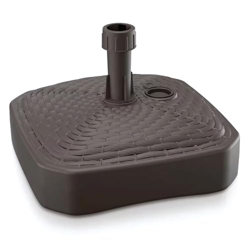 GARDENIX Sonnenschirmständer Quadratisch Braun Rattanoptik aus Kunststoff befüllbar mit Sand, Wasser, Kies zu Garten, Strand, Terrasse -Sonnenschirm Schirmhalter Schirmständer Schirmständer Ständer von GARDENIX