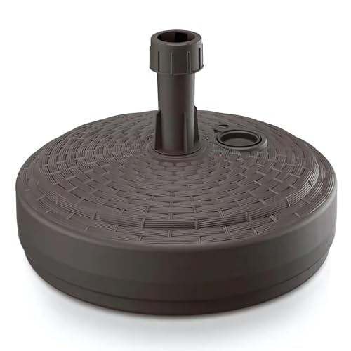 GARDENIX Sonnenschirmständer Rund Braun Rattanoptik aus Kunststoff befüllbar mit Sand, Wasser, Kies zu Garten, Strand, Terrasse -Sonnenschirm Schirmhalter Schirmständer Schirmständer Ständer von GARDENIX