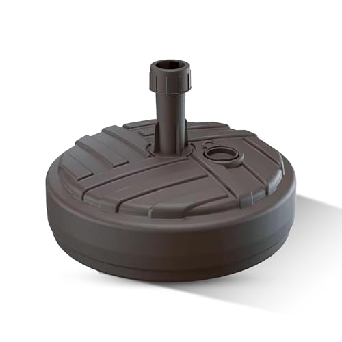 GARDENIX Sonnenschirmständer Rund Braun aus Kunststoff befüllbar mit Sand, Wasser, Kies zu Garten, Strand, Terrasse -Sonnenschirm Schirmhalter Schirmständer Schirmständer Ständer Sonnenschirmfuß von GARDENIX