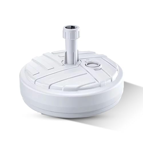 GARDENIX Sonnenschirmständer Rund Weiß aus Kunststoff befüllbar mit Sand, Wasser, Kies zu Garten, Strand, Terrasse -Sonnenschirm Schirmhalter Schirmständer Schirmständer Ständer Sonnenschirmfuß von GARDENIX