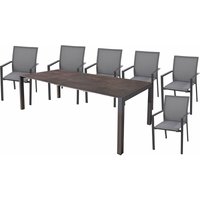 Gardenpleasure - Tischgruppe sophia 14, 7-tlg. 1 × Ausziehtisch sophia 305442 6 × Stapelstuhl 305396 305442-4 von GARDENPLEASURE