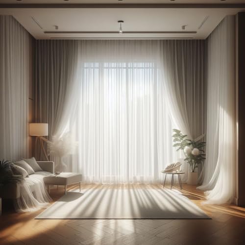 GARDINESTAN JUNG CFO GmbH Gardinen Weiß in Leinenoptik Halbtransparent mit Kräuselband und Bleiband Vorhang für Wohnzimmer Schlafzimmer (130 x 600 cm (HxB)) von GARDINESTAN JUNG CFO GmbH