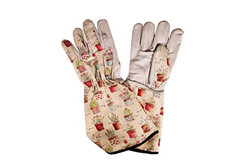 GARDINGER Gartenhandschuhe lang Größe 9/L Leder + Canvas Rosenhandschuh von GARDINGER