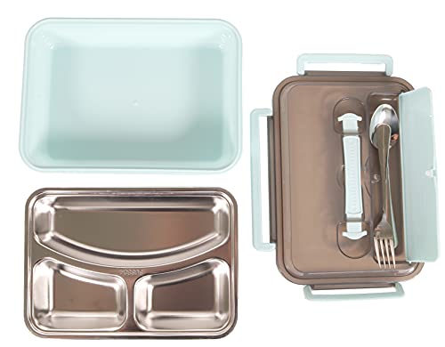 GARDINGER Lunchbox Bentobox Kunststoff mit Edelstahleinlage Besteckfach Tragegriff für Essen to go von GARDINGER