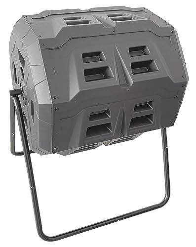 GARDINGER Trommelkomposter TK-160 wetterfester Kunststoff Stahlgestell 360° drehbar 160 l Fassungsvermögen von GARDINGER