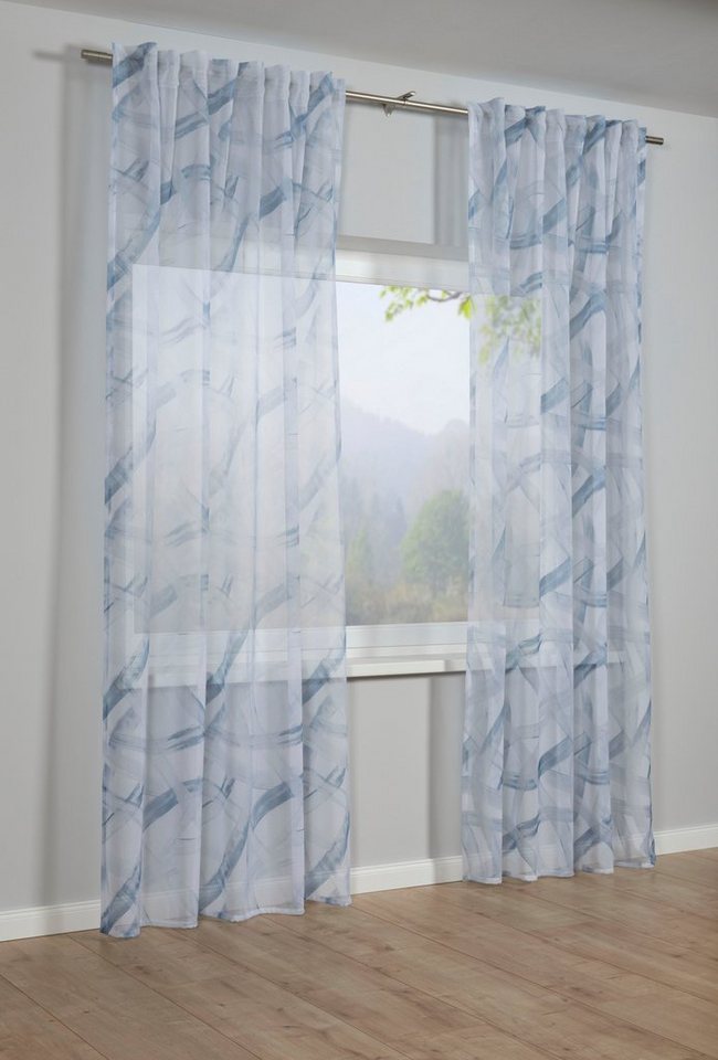 Gardine Schal mit Gardinenband Dolly Voile mit Druck, GARDINIA, verdeckte Schlaufen (1 St), transparent, Stoff Dolly-Voile mit Druck von GARDINIA