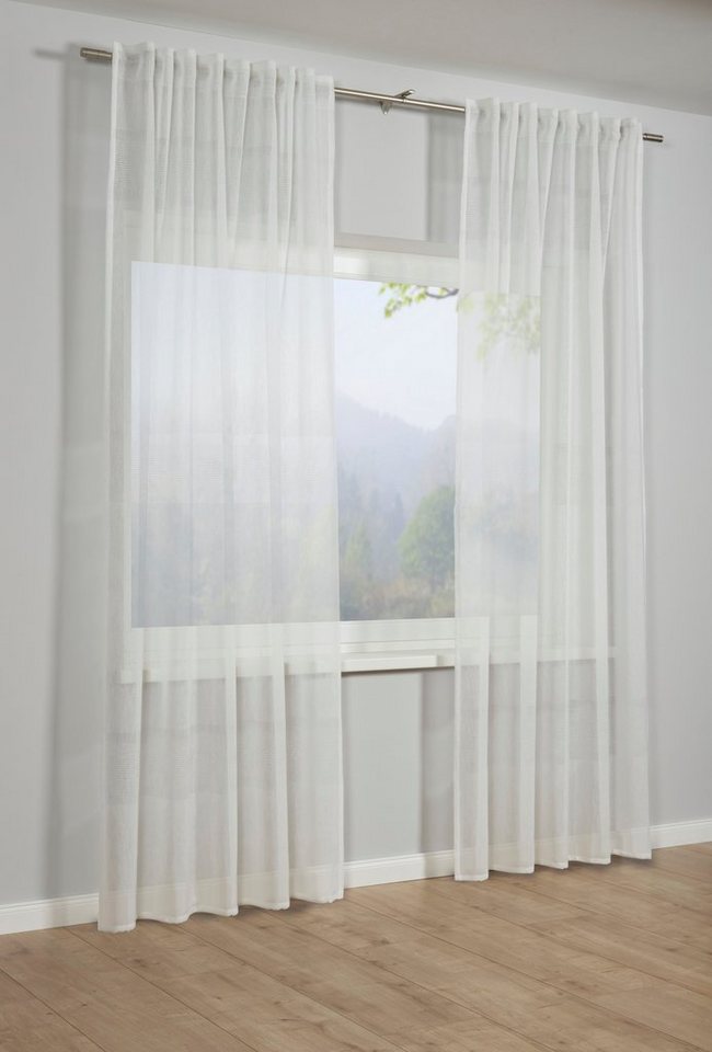GARDINIA Gardine Schal mit Gardinenband Etamine, verdeckte Schlaufen (1 St), blickdicht, Stoff Etamine von GARDINIA