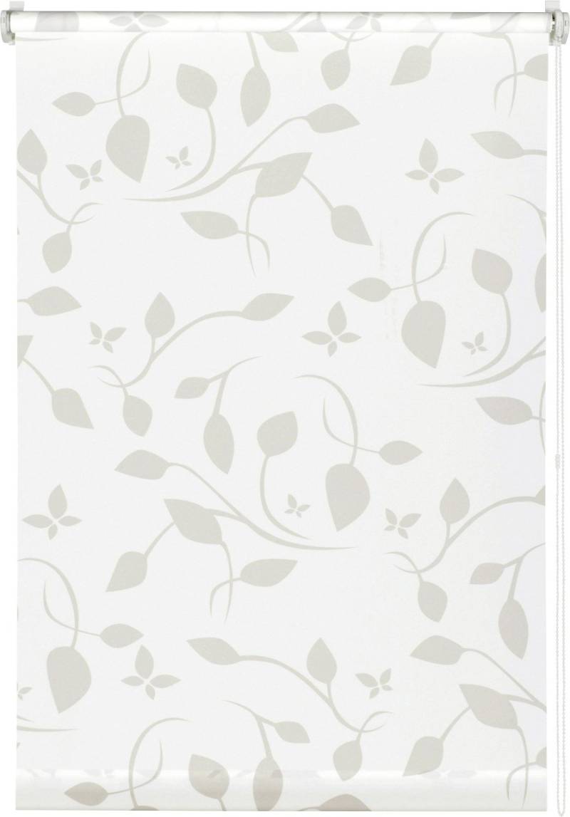 Gardinia EasyFix Rollo mit Blättern weiß beige 120 x 150 cm von GARDINIA