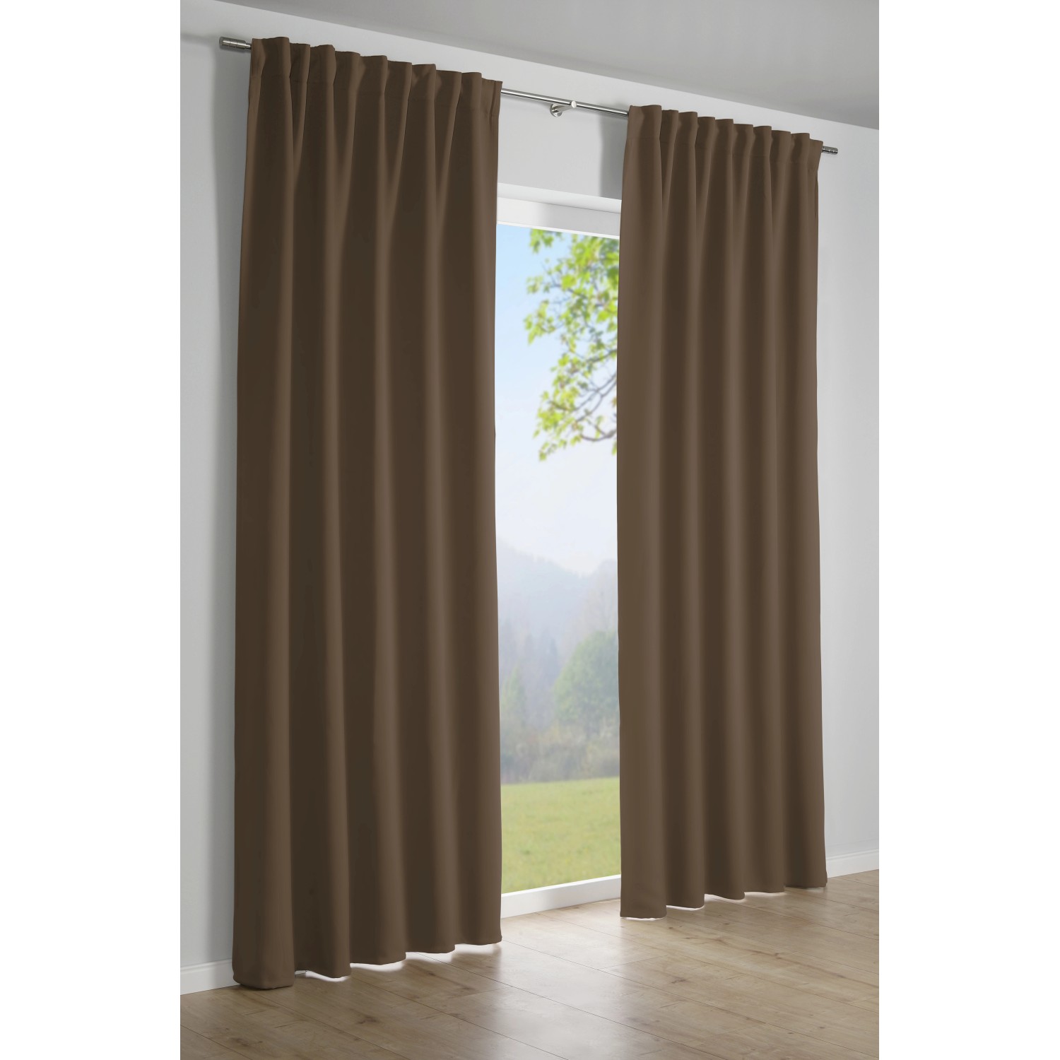 Gardinia Schlaufenschal mit Gardinenband Dimout Taupe 245 cm x 140 cm von GARDINIA