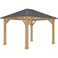 Garten Pergola Gardiun Tucson 10,72 m2 362x297x283 cm Laminiertes Holz 14x14 cm Pfosten Stahldeck Befestigung inbegriffen von GARDIUN
